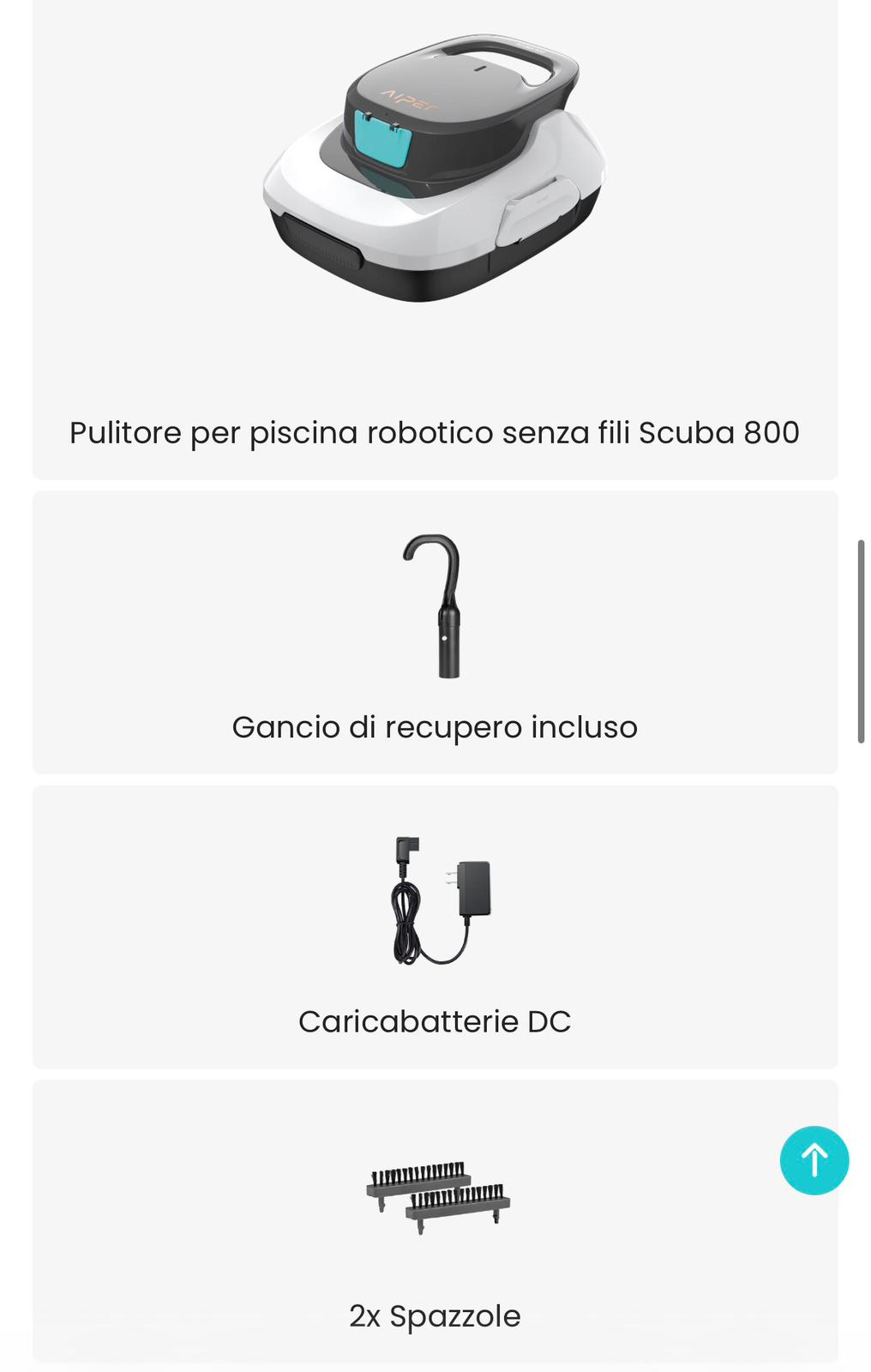 ROBOT PISCINA SENZA FILI AIPER SCUBA 800 - PULIZIA AUTOMATICA