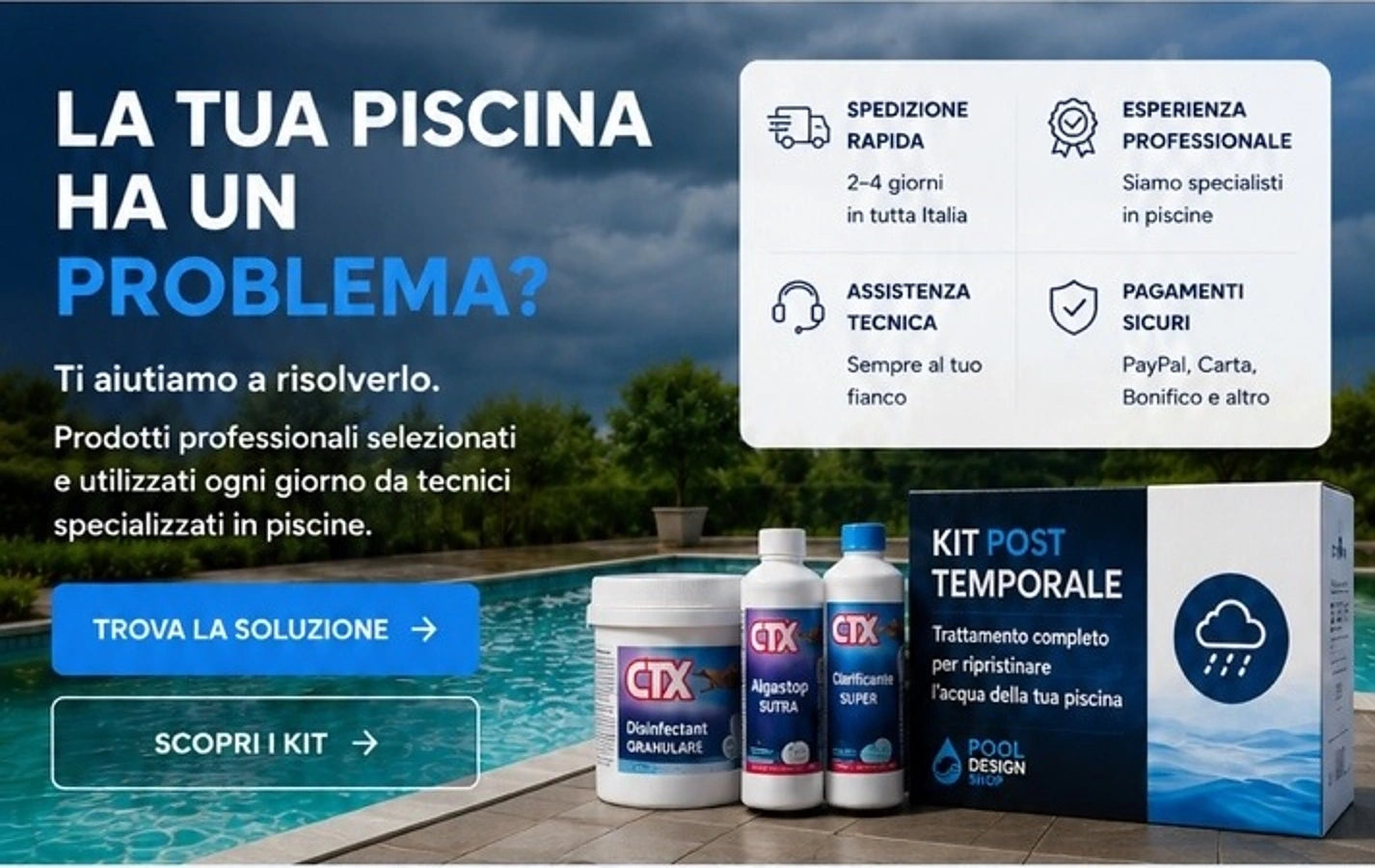 Soluzioni per la cura della piscina